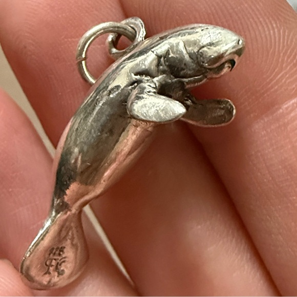 Sterling Silver 925 Manatee Charm Necklace Pendant - Picture 5 of 11